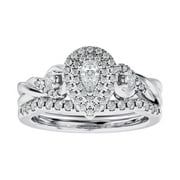 Spot Jewel 14K White Gold Over Ring - 1.6 Ct Pear Cut Diamond Ring - Bridal Set Wedding Ring with Matching Band - Gorgeous Anniversary Gifts - Christmas Special Gift - Valentine's Day Gifts